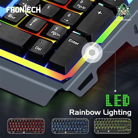FRONTECH Wired Gaming Keyboard with 104 Keys | Rainbow Backlight Effect ...