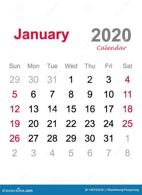 January 2020 Calendar - Monthly Calendar Template - 2020 Monthly ...