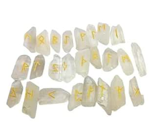 Clear Crystal Rune Set Symbols Gemstone Healing Point Pencil Crystal ...