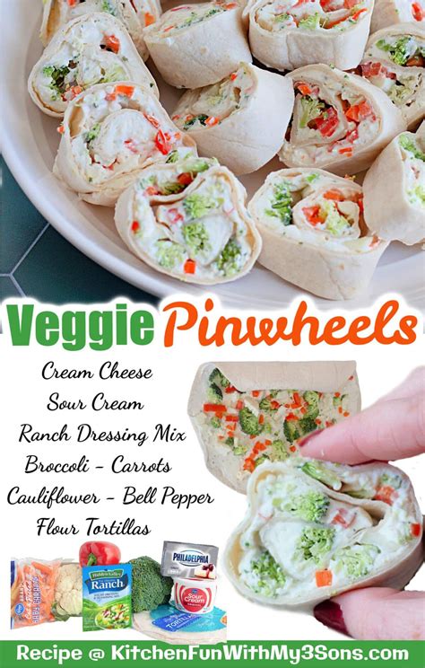 Creamy Cheese Veggie Pinwheels with Ranch - Easy Appetizer
