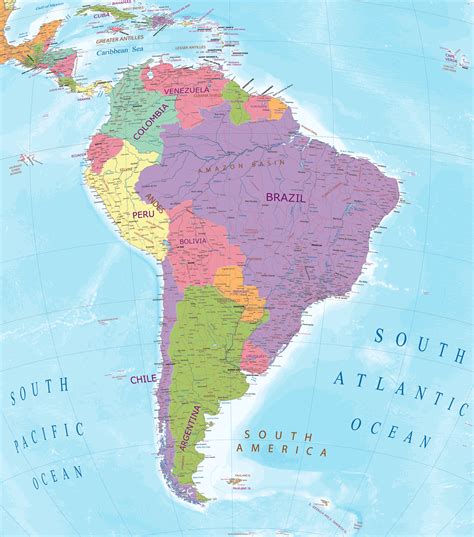 detallado político mapa de sur America 42815289 Vector en Vecteezy