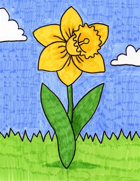 Easy How to Draw Spring Flowers Tutorial Video & Coloring Page