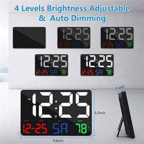 Buy Digital Wall Clock,11.5 LED Digital Alarm Clock Large Display,with ...
