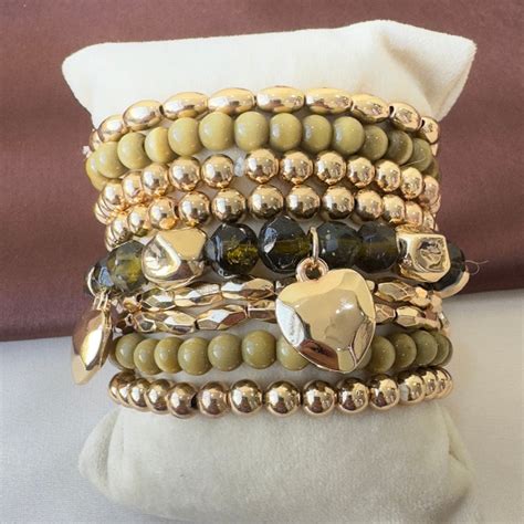 TFC Forest Green Gold Plated Bracelet (set of 9)