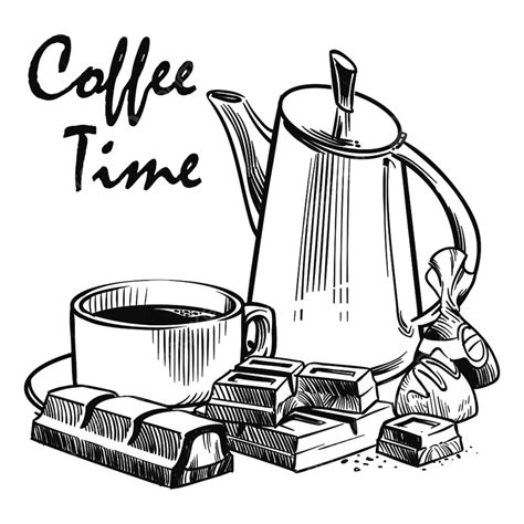 Hand Drawn Coffee Vector Hd Images, Hand Drawn Coffee Time Vector ...
