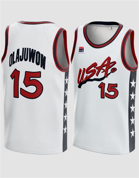 Hakeem Olajuwon #15 USA Dream Team Basketball Jersey – 99Jersey®: Your ...