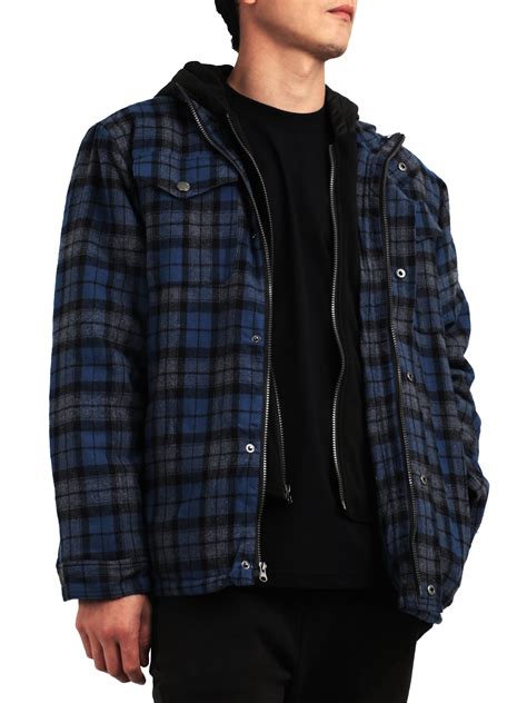 Ma Croix Mens Quilted Lined Flannel Shirt Hooded Winter Lumberjack ...