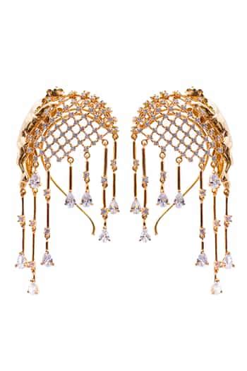 Buy Gold Plated Stones Jaguar Swarovski Embellished Ear Cuffs by ...
