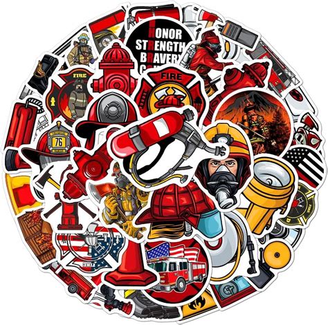 Amazon.com: Pack 50 Pcs Fireman Firefighter Stickers for Water Bottles ...