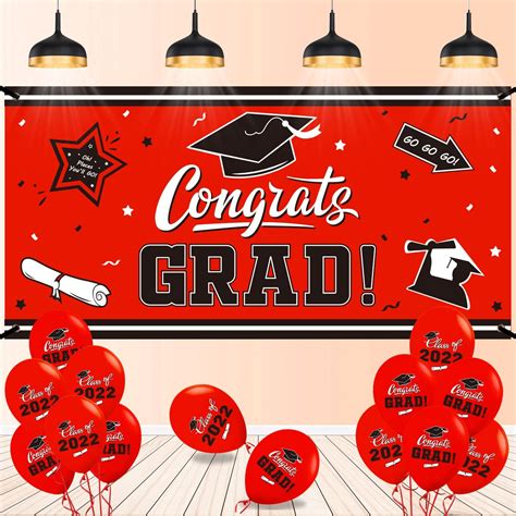 Graduation Backdrop Banner Red Large Congrats Grad | Ubuy India