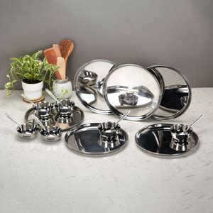 Sumeet Pack of 18 Stainless Steel Stainless Steel Heavy Gauge Dinner ...