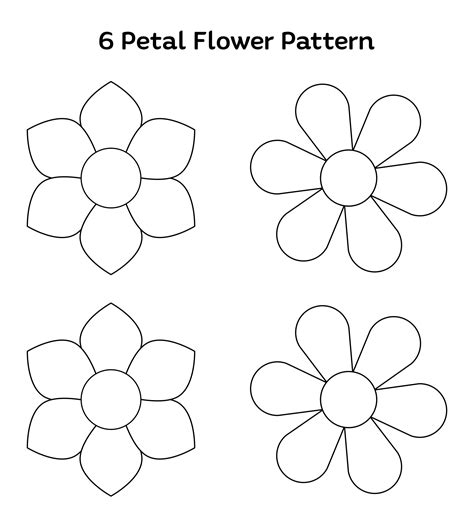 6 Petal Flower Template Free Printable Web 6 Petals Daisy Templates ...