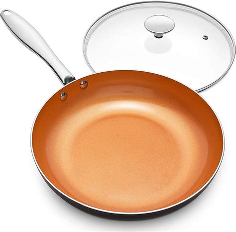 MICHELANGELO 8 inch Fry Pan with Lid Ceramic Titanium Ultra Nonstick ...
