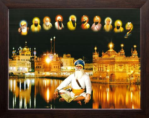 Art n Store: Baba Deep Singh ji with All Ten Sikh Gurus and Golden ...