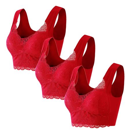 3PC Fashion Women's Lace Solid Strap Wrap Sexy Plus Size Bra Underwear ...