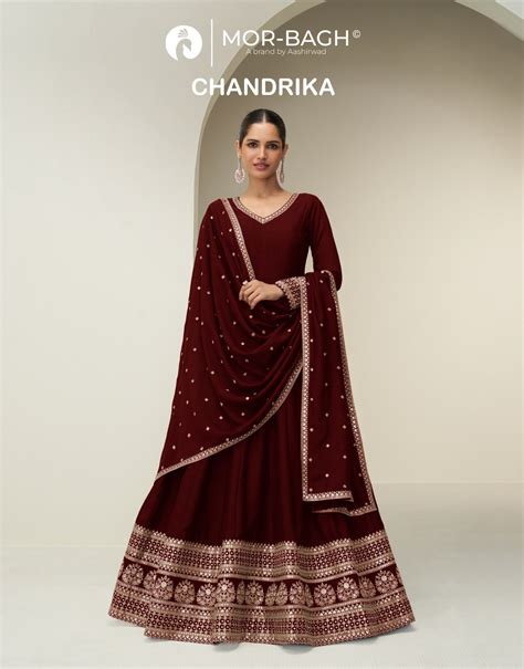 Chandrika Aashirwad Creation Mor Bagh Silk Gown Dupatta Set Wholesale ...