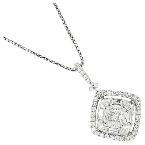 Natural Diamonds Pendant 1.65 ct 18KT White Gold Statement Pendant ...