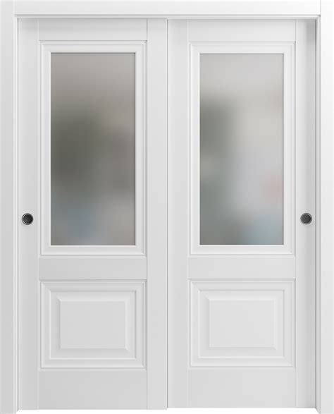 Sturdy Barn Door 28 x 84 inches | Sete 6933 Nordic White with Frosted ...
