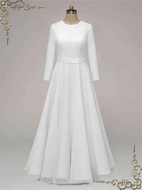 Modest Simple Long Sleeves Wedding Dress DORIA – ieie