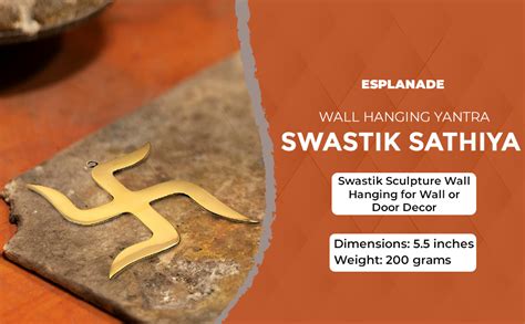 Buy ESPLANADE Brass Swastik Sathiya swastika Wall Hanging Yantra - 5.5 ...