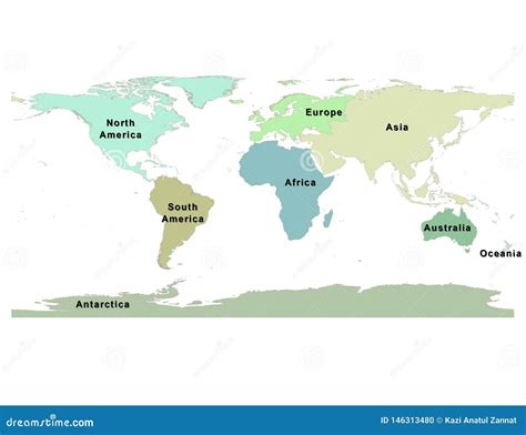 World Map of Eight Continents-Global Map Stock Illustration - Illustration of infographic ...
