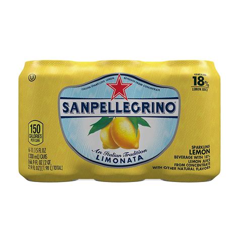 Sanpellegrino Italian Sparkling Drink, Lemon, 11.15 Fluid Ounce, Cans ...