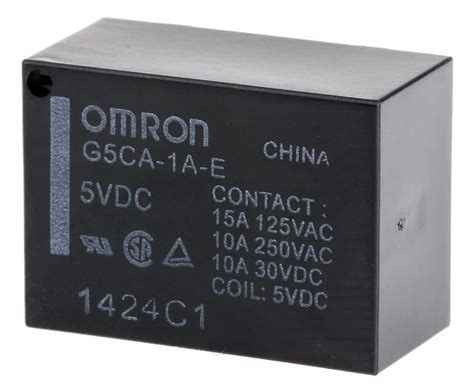 G5CA-1A-E DC5 Omron | Omron PCB Mount Power Relay, 5V dc Coil, 15A ...