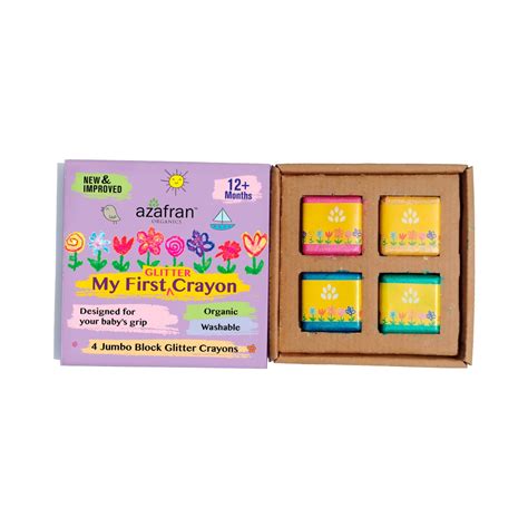 My First Organic Glitter Crayon - 4 Jumbo Washable Colours for kids 12 ...