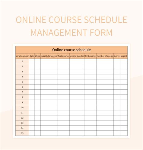 Online Course Schedule Management Form Excel Template And Google Sheets ...