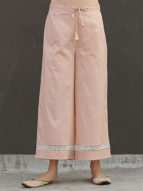 Buy Peach Cotton Palazzo | WAH119/WAH1 | The loom