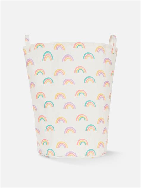 Multi Rainbow Print Canvas Laundry Basket | Primark