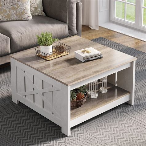 YITAHOME Coffee Table with Storage,Square Wood Modern Rustic Coffee ...