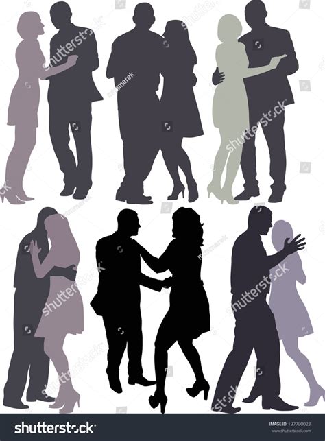 Silhouettes Couples Dancing Stock Vector (Royalty Free) 197790023