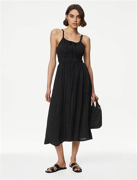 Buy Crinkle Smocked Cami Midi Slip Dress at Marks & Spencer
