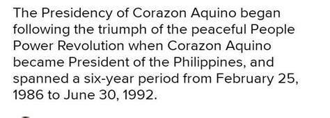 What did Corazon Aquino mention in her speech pertaining to the ...