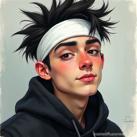 Impressionist Portrait of a Young Man with Spiky Hair | Stable ...