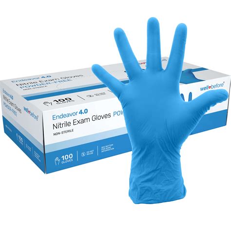 WellBefore Nitrile Disposable Gloves, Exam Large Blue, Powder & Latex ...