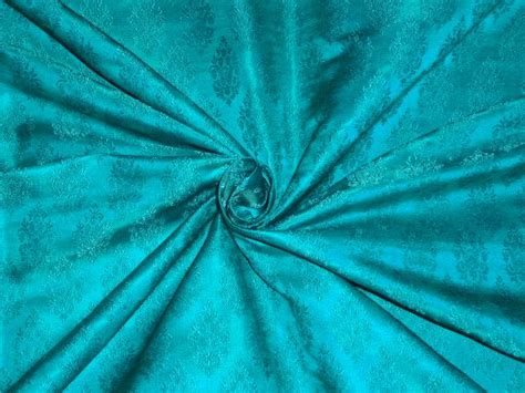 100% PURE SILK BROCADE FLORAL SEA GREEN COLOR 44" WIDE BRO400[2] – The ...