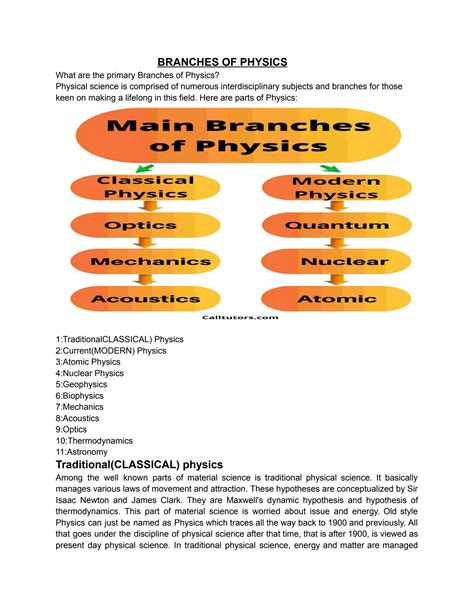SOLUTION: Branches of physics - Studypool