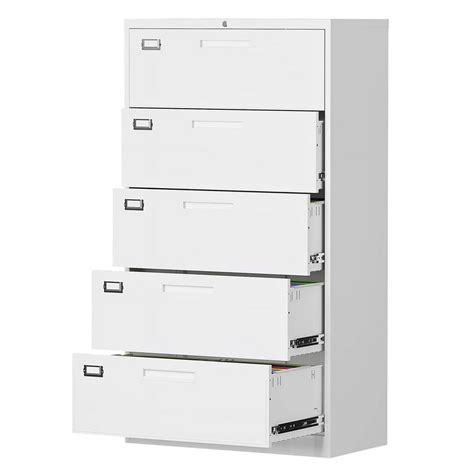 MIIIKO 5 Drawer Metal Filing Cabinet with Lock, Lateral File Cabinet ...