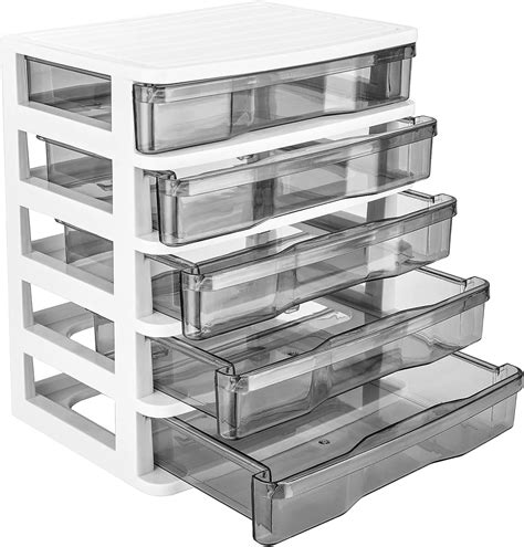 Amazon.com: Charmewooden 5 Drawer Desktop Storage with clear drawers ...