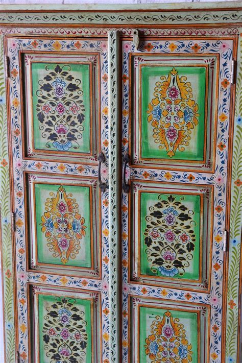 Handcrafted Indian Art Wooden Storage Cabinet