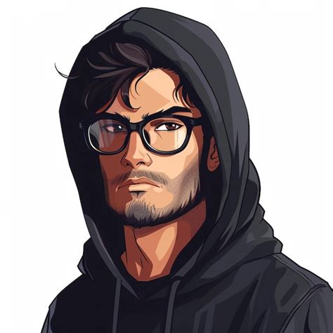 A drawing of a man wearing glasses and a hoodie | Premium AI-generated ...