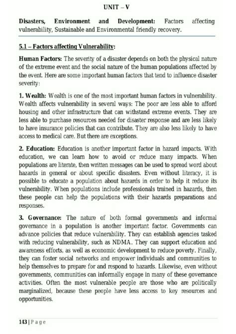 UNIT V: Notes on Disaster Management and Sustainable Recovery - Studocu