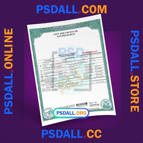 San Francisco Birth Certificates Template in MS Word & PDF Format V1 ...