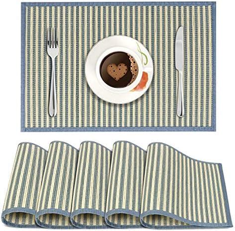 Buy HOKIPO Reversible Bamboo Placemats for Dining Table Set of 6 Table ...