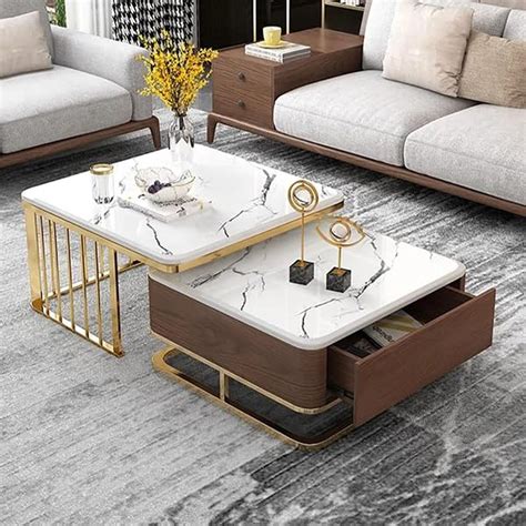 Zamofy Wooden Square Coffee Table Set of 2, Modern Nesting Stacking ...