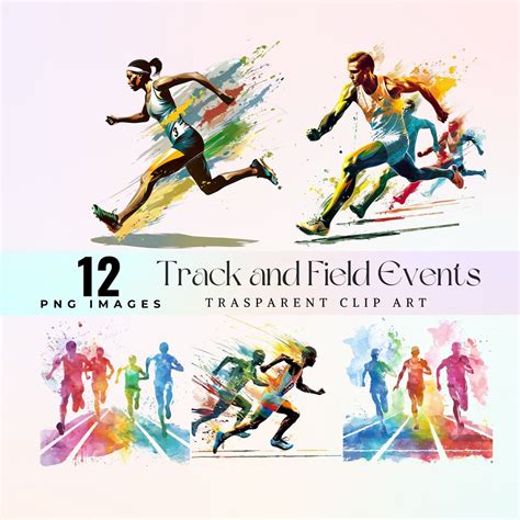 Cute Track and Field Events Clip Art, Watercolor Vibrant Running ...