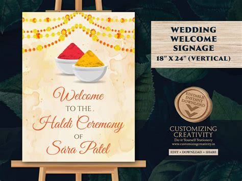 Buy Pithi Welcome Sign as Haldi Decor Sign Holud Signs Pithi Online in ...