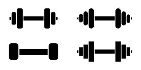 Set von Hantel-Vektorsymbolen. Übung für Muskel. Fitnessgeräte ...